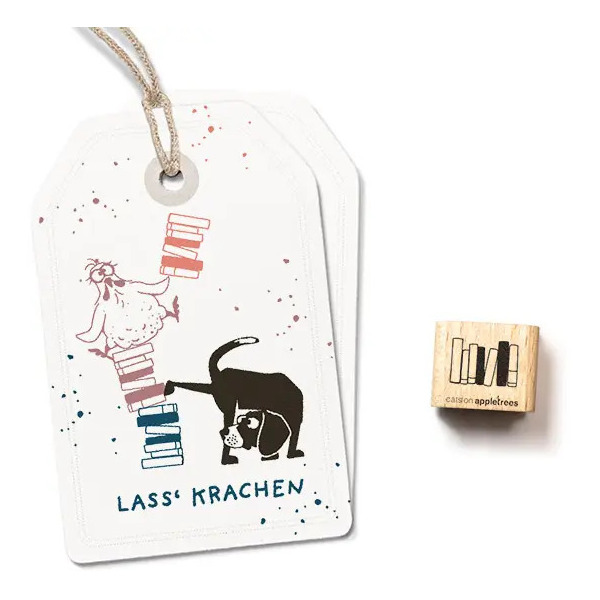 Ministempel Bücherstapel