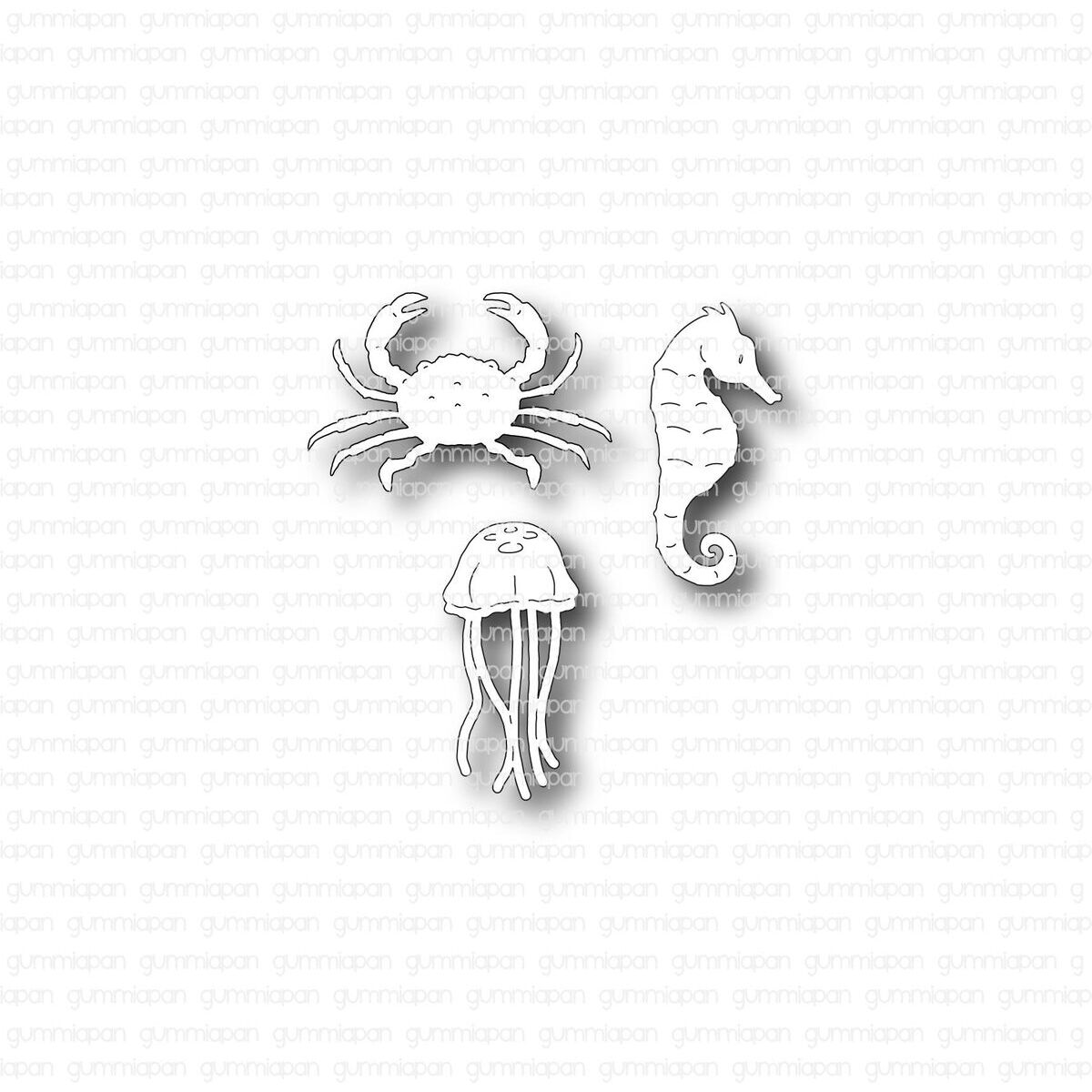 Stanze Crab, seahorse and jellyfish