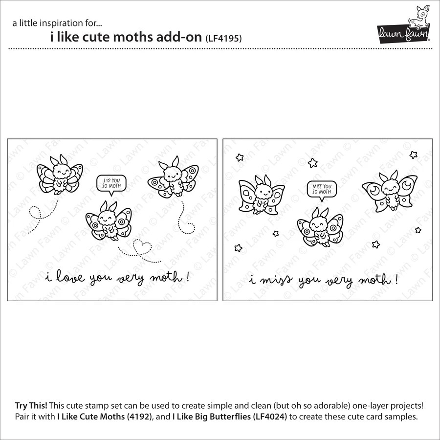 Clear Stamps I like cute Moths Add-On