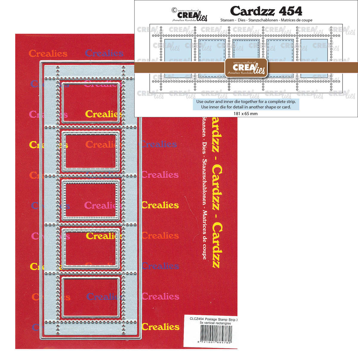 Stanze Postage Stamp Strip 5 Rechtecke hochkant