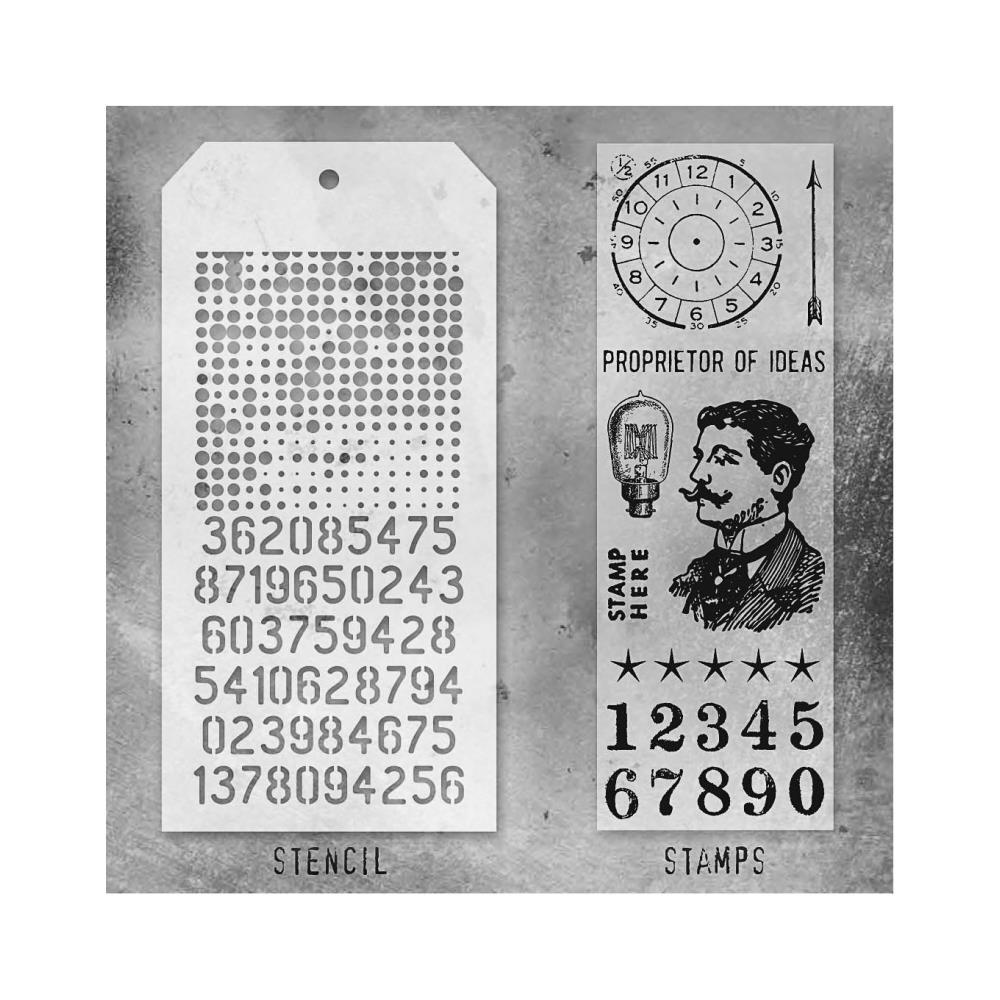 Tim Holtz Mixed Media Stamps & Stencil #18 Tim Holtz Mixed Media Stamps & Stencil #18
