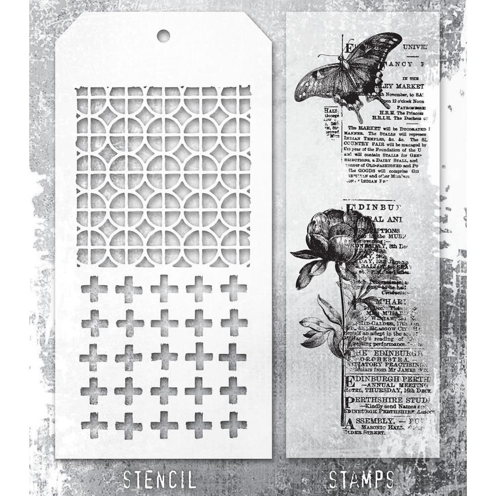 Tim Holtz Mixed Media Stamps & Stencil #60 Tim Holtz Mixed Media Stamps & Stencil #60