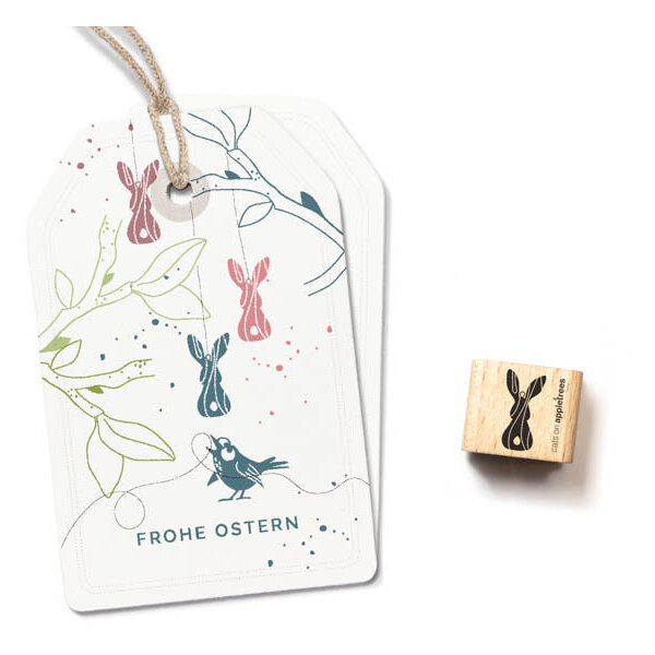 Ministempel Holzanhänger Hase