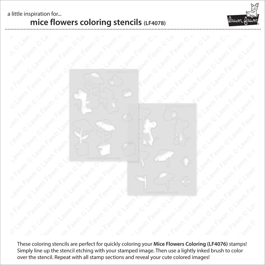 Coloring Stencil Mice Flowers