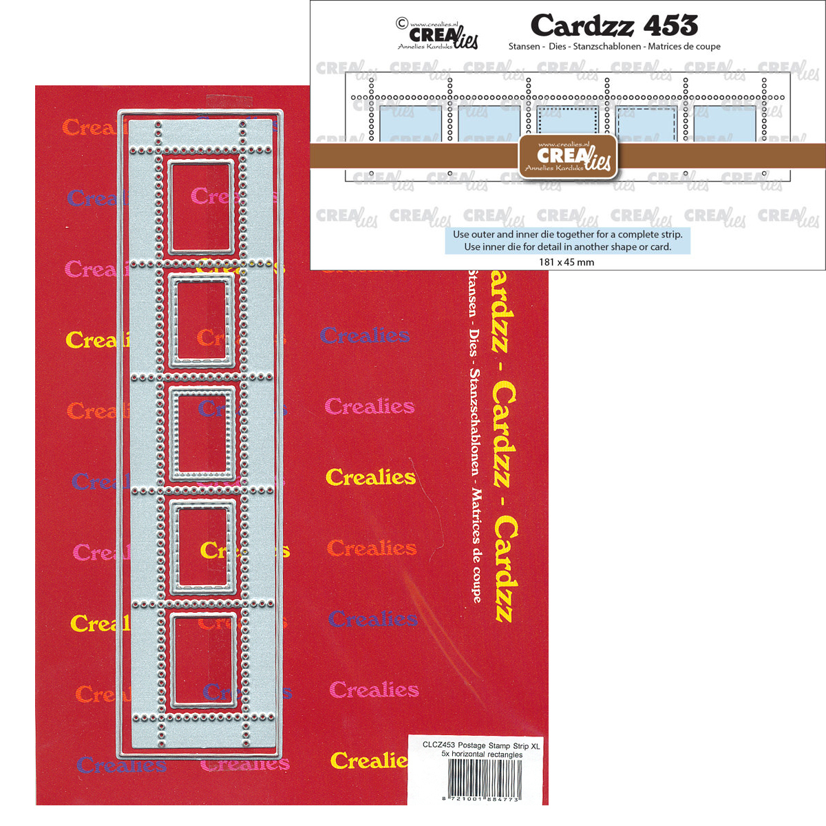 Stanze Postage Stamp Strip 5 Rechtecke horizontal